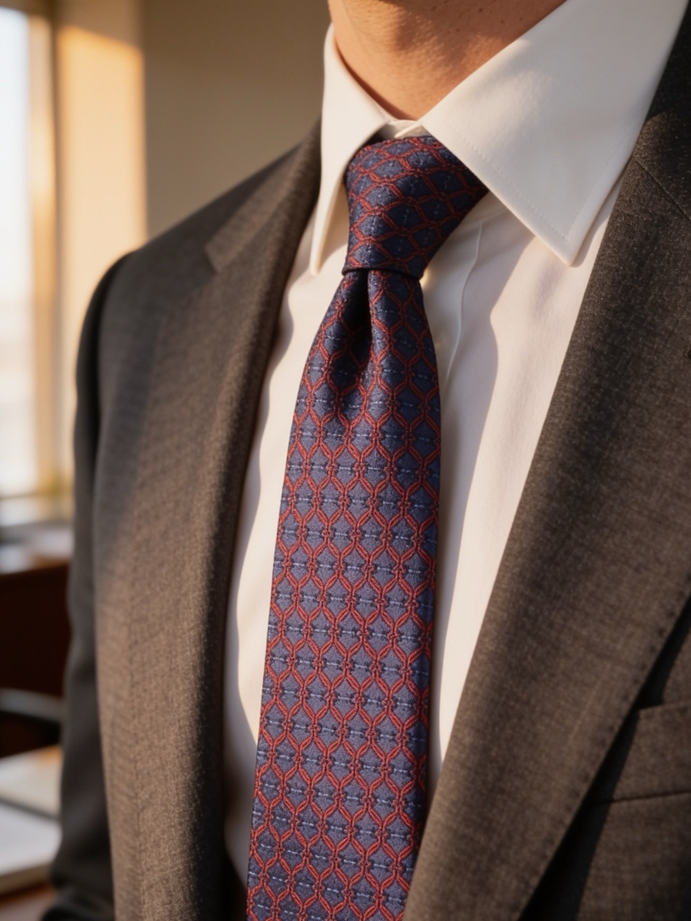 Celine men’s Blue and Red Patterned Tie silk